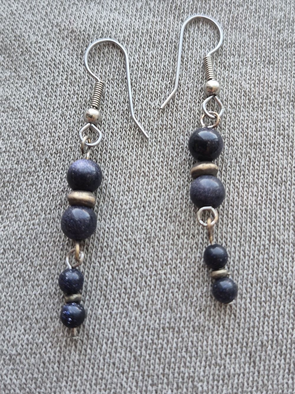 Blue Goldstone Bead Drop Earrings - Women's Jewelry